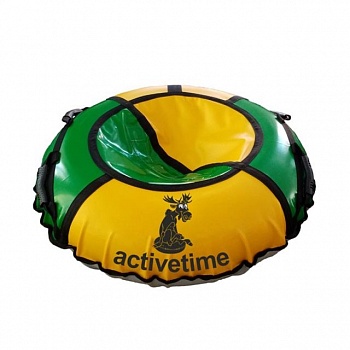 foto надувные санки - тюбинг activetime d-120 желтый с зеленым стандарт