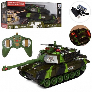 foto игрушечный танк на радиоуправлении war tank на аккумуляторе со звуком и светом 0139