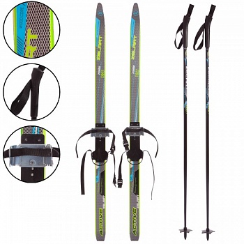 foto лыжи беговые в комплекте с палками zelart sk-0881-120b черный-синий (kl00543)