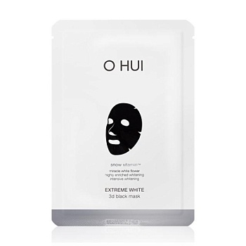фото тканинна маска відбілювальна для обличчя o hui extreme white 3d black mask, 27 г