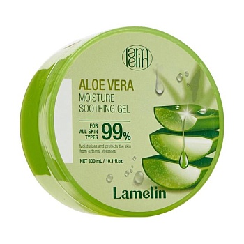 фото зволожувальний та заспокійливий гель для обличчя lamelin aloe vera moisture soothing gel з алое, 300 мл