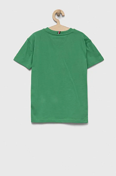 фото дитяча бавовняна футболка tommy hilfiger колір зелений з принтом