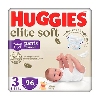 фото підгузки-трусики huggies elite soft pants розмір 3 (6-11 кг), 96 шт