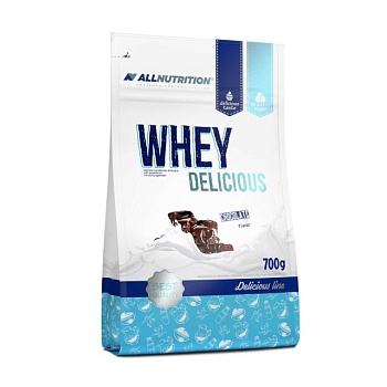 фото дієтична добавка протеїн в порошку allnutrition whey delicious шоколад, 700 г