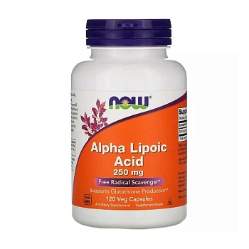 фото дієтична добавка в капсулах now foods alpha lipoic acid альфа-ліпоєва кислота, 250 мг, 120 шт