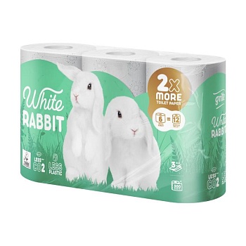фото туалетний папір grite  white rabbit, 3-шаровий, 6 рулонів