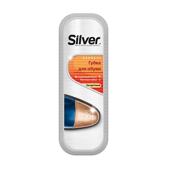 фото губка-блиск для взуття silver express стандартна, безбарвна, 1 шт