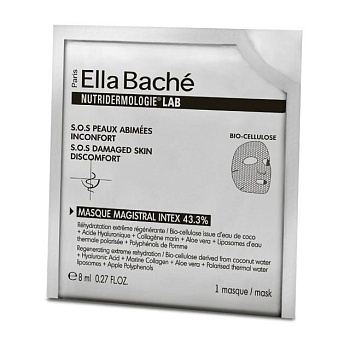 фото тканинна маска для обличчя ella bache nutridermologie lab face masque magistral intex 43,3 % інтенсивна терапія, 8 мл