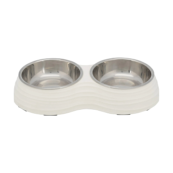 фото набір посуду для собак trixie білий (підставка для мисок, 1 шт + миска, 2*200мл)