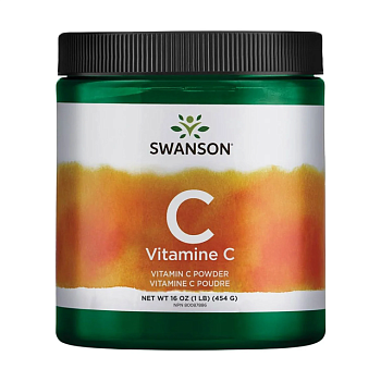 фото дієтична добавка вітаміни в порошку swanson vitamin c powder вітамін с, 454 г