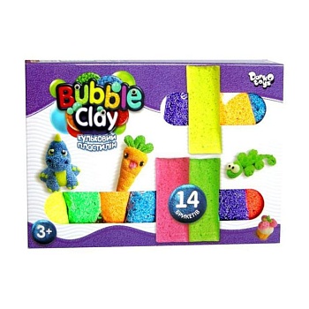 фото дитячий пластилін danko toys bubble clay 14 кольорів, від 3 років (bbc-05-01u)