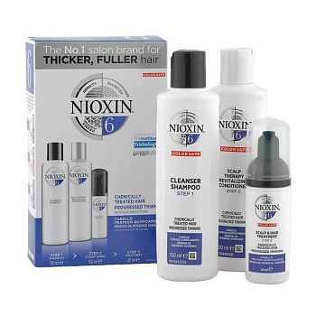 foto набір для волосся nioxin thinning 6 (шампунь, 150 мл + відновлювальний кондиціонер, 150 мл + засіб для догляду за шкірою голови та волоссям, 40 мл)