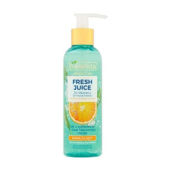 фото зволожувальний міцелярний гель для вмивання обличчя bielenda fresh juice апельсин, 190 г