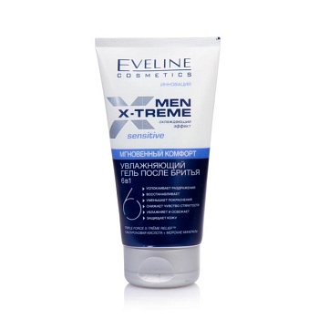 foto гель після гоління eveline cosmetics men extreme sensitive чоловічий 6в1 зволожуючий, 150мл