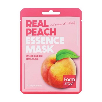 фото тканинна маска для обличчя farmstay real peach essence mask, з екстрактом персика, 23 мл