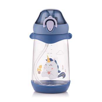 фото пляшка для води ardesto unicorn дитяча, пластикова, синя, 500 мл (ar2250pu)