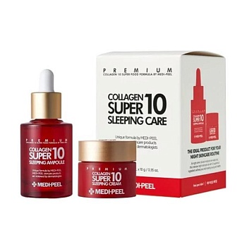 фото набір для догляду за обличчям medi-peel collagen super 10 sleeping care set (сироватка, 30 мл + крем, 10 г)