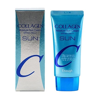 foto зволожувальний сонцезахисний крем для обличчя enough collagen moisture sun cream spf50+/ pa +++ з колагеном, 50 г