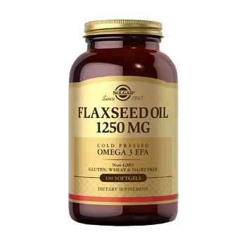 фото дієтична добавка в гелевих капсулах solgar cold pressed flaxseed oil лляна олія, 1250 мг, 100 шт