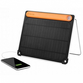 foto солнечное зарядное (солнечная батарея) biolite solarpanel 5+ с аккумулятором 2200 mah (blt spa1001) black/orange