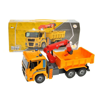 фото дитяча іграшка yg toys вантажівка-конструктор з краном, озвучена, зі світлом, від 3 років (3201-3)
