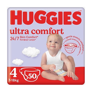 фото підгузки huggies ultra comfort розмір 4 (7-18 кг), 50 шт (товар критичного імпорту)