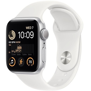 фото смарт-часы apple watch se gps 40mm silver aluminium case with white sport band