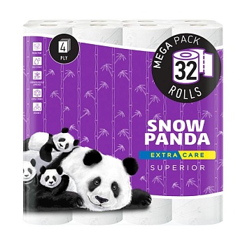 фото туалетний папір сніжна панда extra care superior, 4-шаровий, 32 рулони