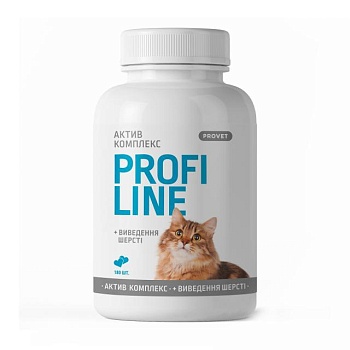 фото вітаміни для кішок в таблетках provet profiline актив комплекс для виведення шерсті, 180 шт