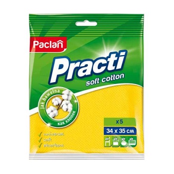 фото ганчірка paclan soft cotton 34x35 см, 5 шт