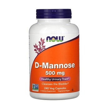 фото дієтична добавка в капсулах now foods d-mannose d-маноза 500 мг, 240 шт