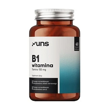 фото дієтична добавка вітаміни в капсулах uns supplements вітамін b1 тіамін, 100 мг, 60 шт