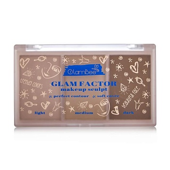 фото палетка для контурінгу обличчя glambee glam factor makeup sculpt, 15 г