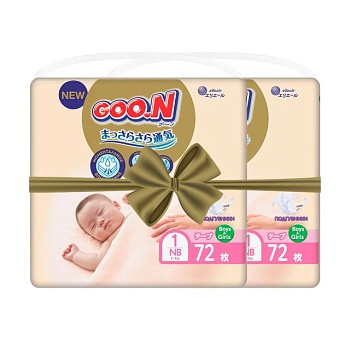 фото підгузки goo.n premium soft для новонароджених до 5 кг, розмір nb, на липучках, унісекс, 144 шт (72+72)