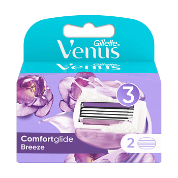 фото змінні картриджі для гоління gillette venus comfort glide breeze жіночі, з вбудованими подушками з гелем, 2 шт