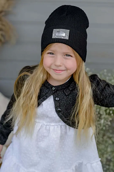 фото дитяча бавовняна шапка jamiks колір чорний з бавовни