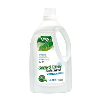 фото гель для прання білого одягу green&clean professional 50 циклів прання, 1.5 л