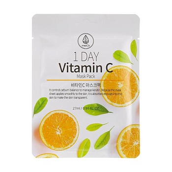 фото тканинна маска для обличчя med b 1 day vitamin c mask з вітаміном c, 27 мл