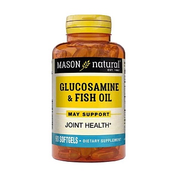 foto харчова добавка в капсулах mason natural glucosamine & fish oil глюкозамін та риб'ячий жир, 90 шт