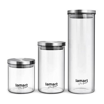 фото набір банок для зберігання продуктів lamart can, 3 шт (850 мл, 1.25 л, 2.2 л) (lt6010)