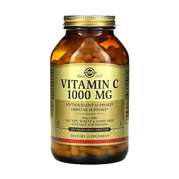 фото дієтична добавка вітаміни в капсулах solgar vitamin с вітамін c 1000 мг, 250 шт