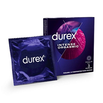 фото презервативи латексні з силіконовою змазкою durex intense orgasmic (ельєфні, зі стимулюючим гелем-змазкою, з шт
