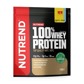фото дієтична добавка протеїн nutrend 100% whey protein ананас + кокос, 1 кг