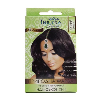 фото безаміачна фарба для волосся triuga herbal на основі натуральної індійської хни, чорний, 25 г