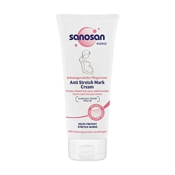 фото крем від розтяжок sanosan mama anti-stretch mark cream для вагітних, 200 мл