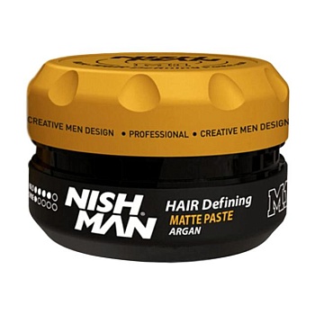 фото чоловіча матова паста для укладання волосся nishman hair defining matte paste argan m1 сильної фіксації, 100 мл