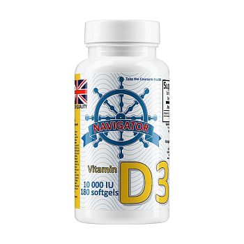 фото дієтична добавка вітаміни в желатинових капсулах navigator vitamin d3 вітамін d3 10000 мо, 180 шт