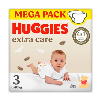 фото уцінка! підгузки huggies extra care mega розмір 3 (6-10 кг), 32 шт