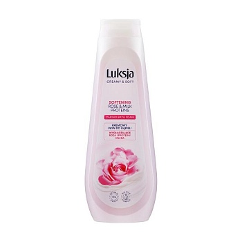 фото піна для ванни luksja creamy & coft rose & milk proteins caring bath foam, 900 мл