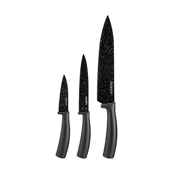 фото набір ножів ardesto black mars з неіржавки чорної сталі та пластиковими ручками, 3 предмета (ar2103bb)